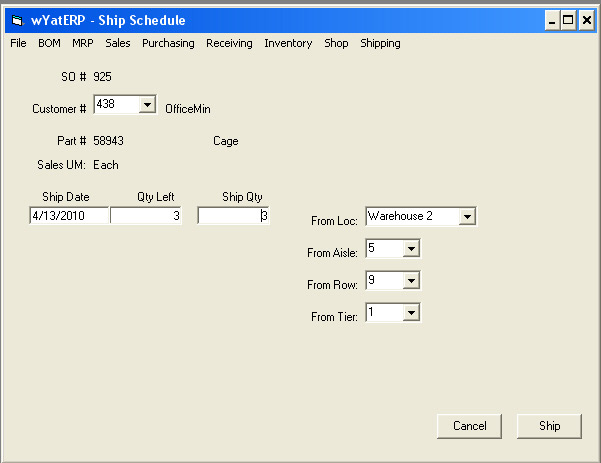 Ship Schedule